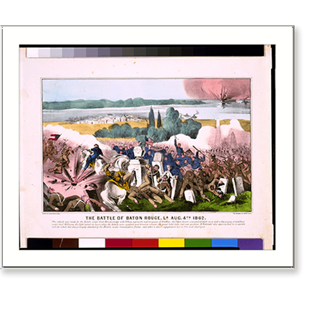 Historic Print, The Battle of Baton Rouge, La. Aug. 4th 1862 2, 16" x
