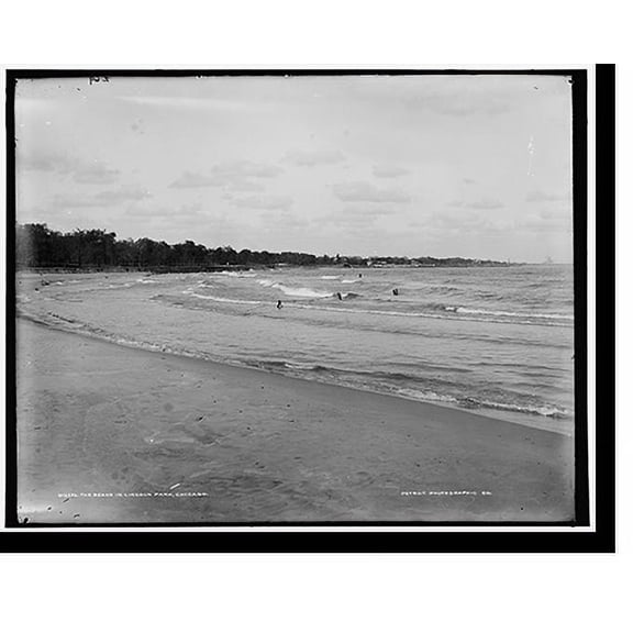 Historic Print, The Beach in Lincoln Park, Chicago, 16" x 20"