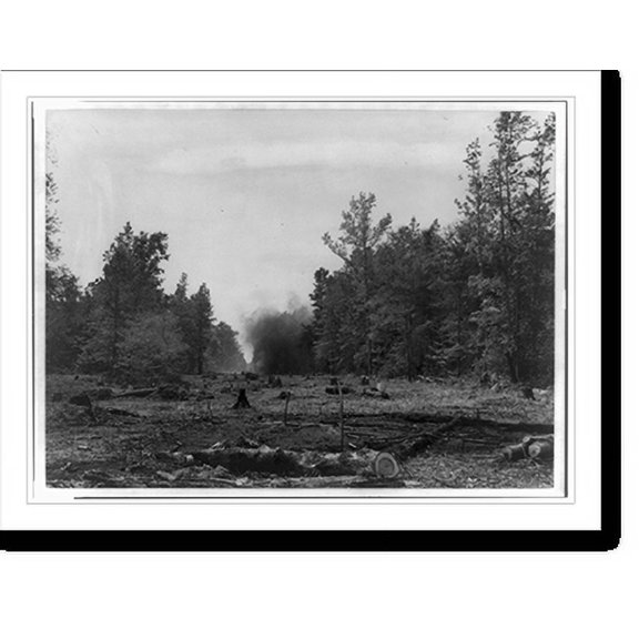 Historic Print, [The Big Inch pipeline under construction: Dynamite blowing tree stumps from the right of way], 18" x 24"