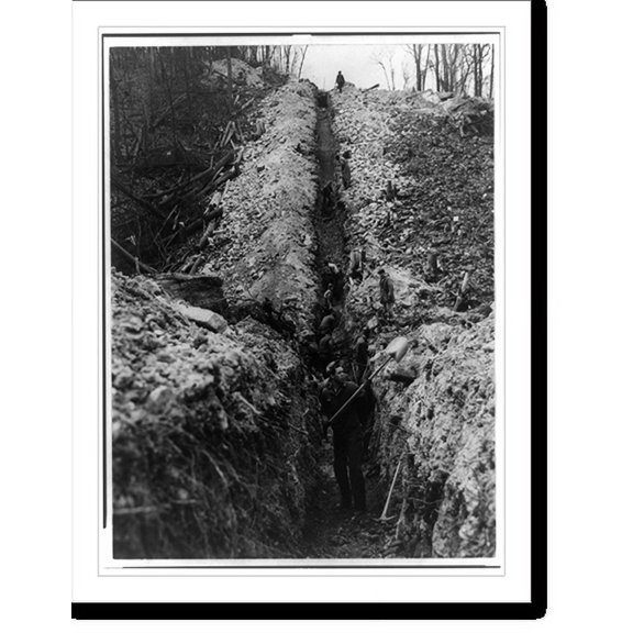 Historic Print, [The Big Inch pipeline under construction: Men digging ditch], 18" x 24"