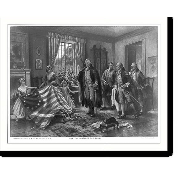 Historic Print, The Birth of Old Glory.from painting by Moran., 16" x 20"