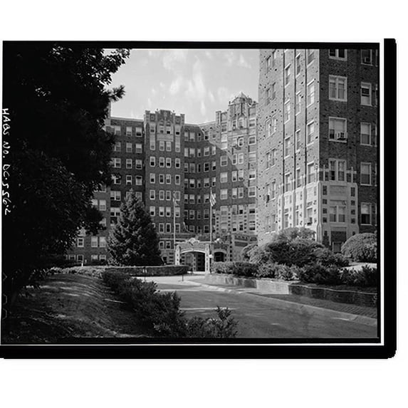 Historic Print, The Broadmoor Apartment Building, 3601 Connecticut Avenue, Washington, District of Columbia, DC - 2, 16" x 20"