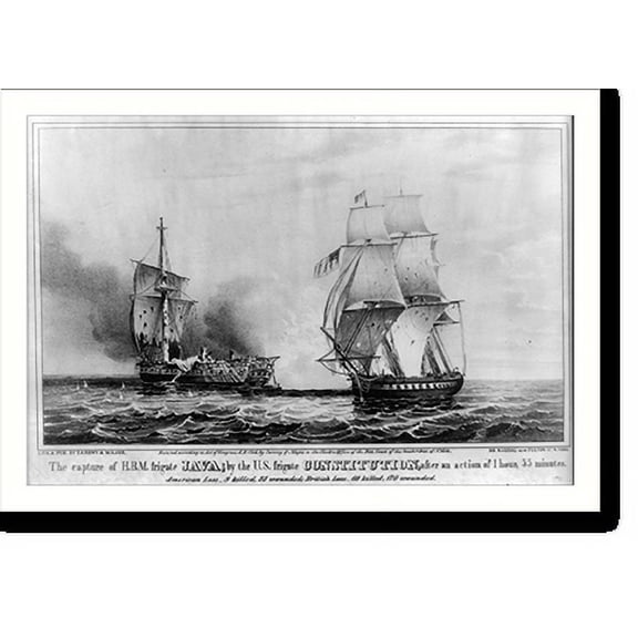 Historic Print, The Capture of HBM. frigate Java by the U.S. frigate Constitution after an action of 1 hour, 55 minutes, 16" x 20"