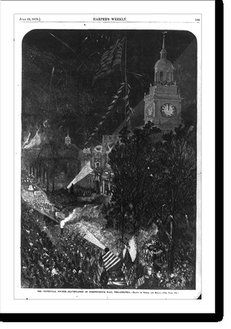 Historic Print, The Centennial Fourth illumination of Independence