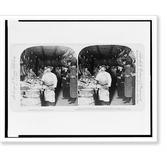 Historic Print, The City beef department, Armour's great packing house, Chicago, U.S.A., 16" x 20"