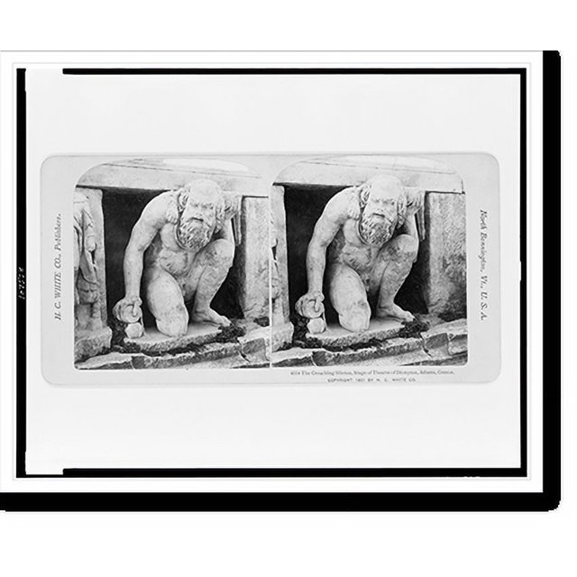 Historic Print, The Crouching Silenus, Stage of Theatre of Dionysus
