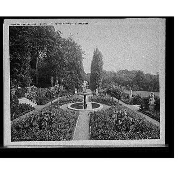 Historic Print, The Flower gardens at Bellefontaine, country home of Giraud Foster, Lenox, Mass., 16" x 20"
