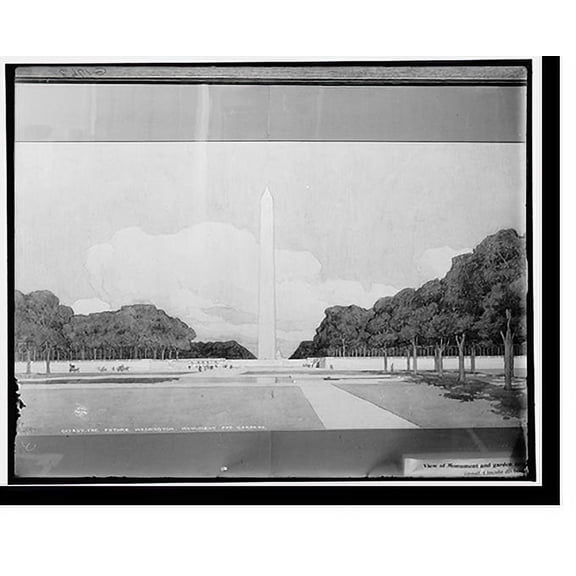 Historic Print, The Future Washington, monument and gardens, 16" x 20"