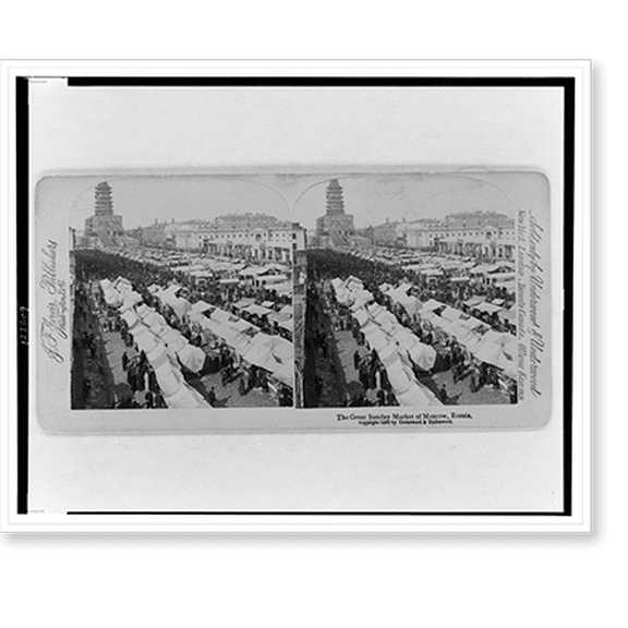 Historic Print, The Great Sunday Market of Moscow, Russia, 16" x 20"