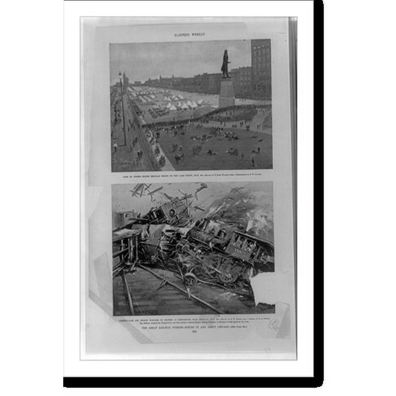 Historic Print, The Great railway strikes. scenes in and about Chicago, 18" x 24"