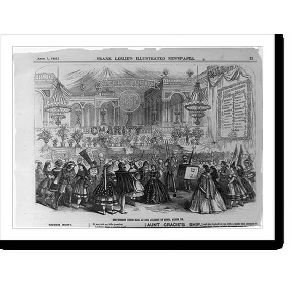 Historic Print, The Hebrew Purim Ball at the Academy of Music, March 14, 16" x 20"