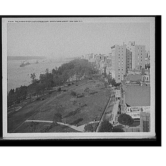 Historic Print, The Hudson River and Riverside Park, north from 93rd St., New York, N.Y., 18" x 24"