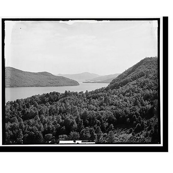 Historic Print, The Lake and Rogers' Rock from Cook's Ledge, Lake George, 16" x 20"
