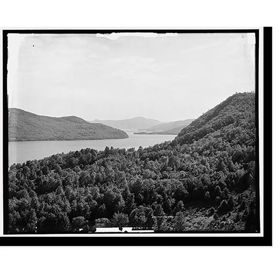 Historic Print, The Lake and Rogers' Rock from Cook's Ledge, Lake George, 18" x 24"
