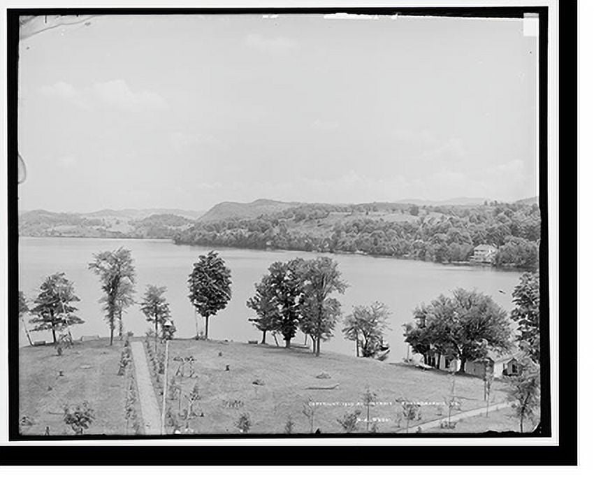 Historic Print, The Lake from Prospect House, Lake Bomoseen, Vt., 18" x