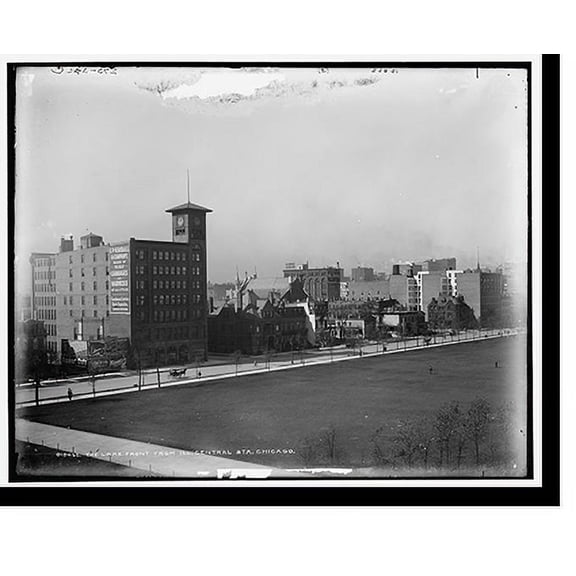 Historic Print, The Lake front from Ill. Central Sta., Chicago, 16" x 20"