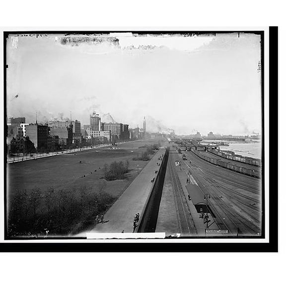 Historic Print, The Lake front from Ill. Central Sta., Chicago - 2, 16" x 20"