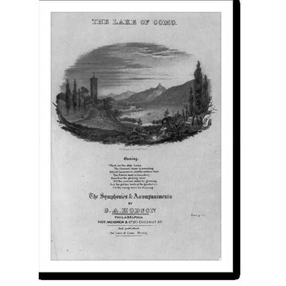 Historic Print, The Lake of Como - evening, 16" x 20"