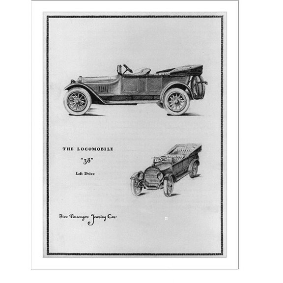 Historic Print, The Locomobile 38" - Left Drive - Five passenger touring car", 16" x 20"