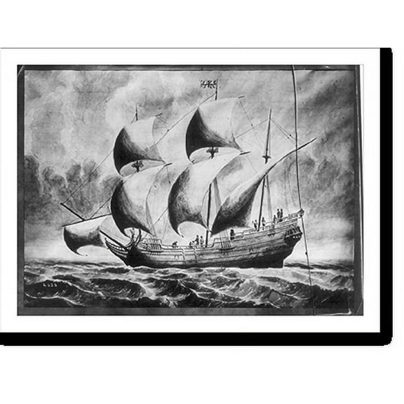 Historic Print, [The MAYFLOWER; broadside - full sail], 16" x 20"