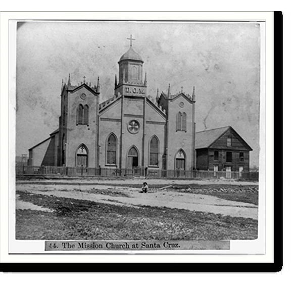 Historic Print, The Mission Church at Santa Cruz, 18" x 24"