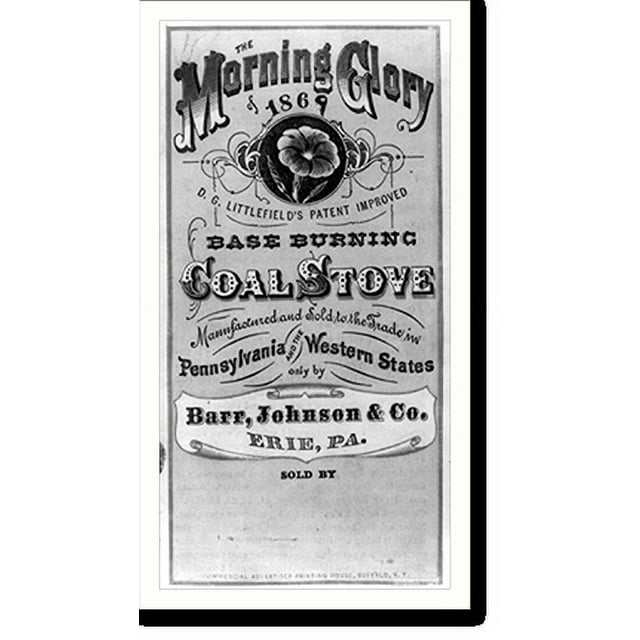 Historic Print, The Morning Glory of 1869 base burning coal stove, 16