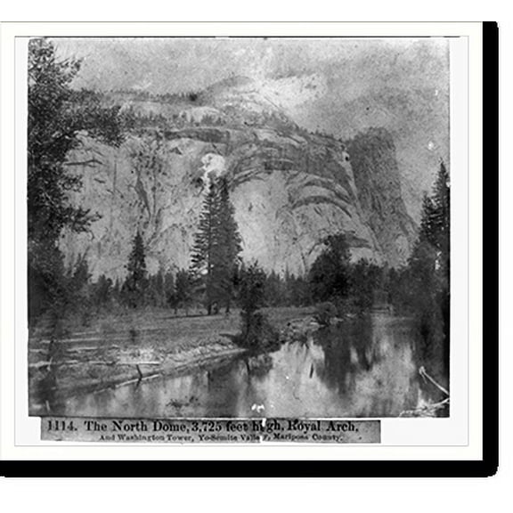 Historic Print, The North Dome, 3,725 Feet High, Royal Arch, and Washington Tower, Yosemite Valley, Mariposa County, 18" x 24"