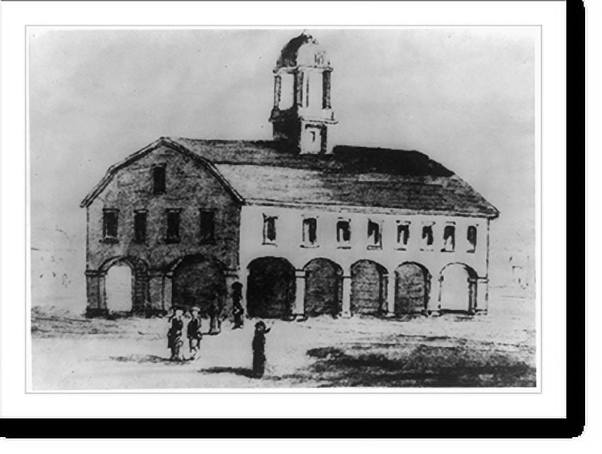 Historic Print, The Old Royal Exchange building formerly located at the