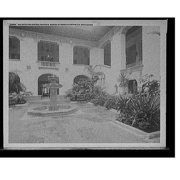 Historic Print, The Patio and central fountain, Bureau of American Republics [Pan American Union Building], Washington, D.C., 18" x 24"