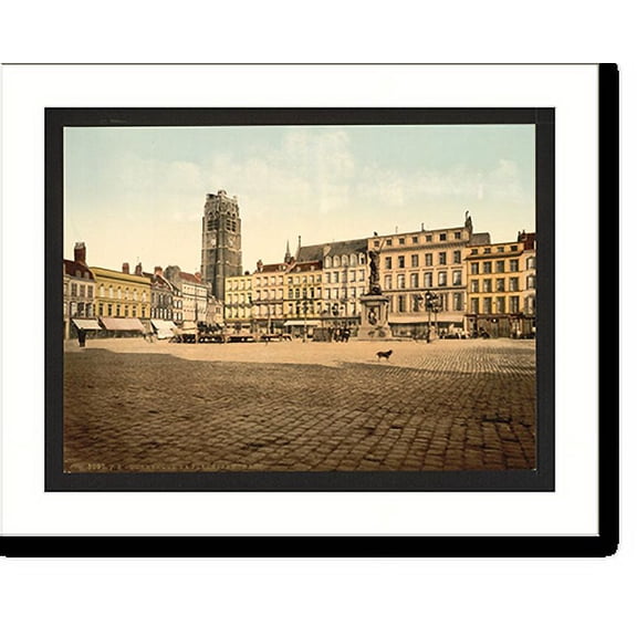 Historic Print, The Place Jean Bart Dunkirk France, 18" x 24"