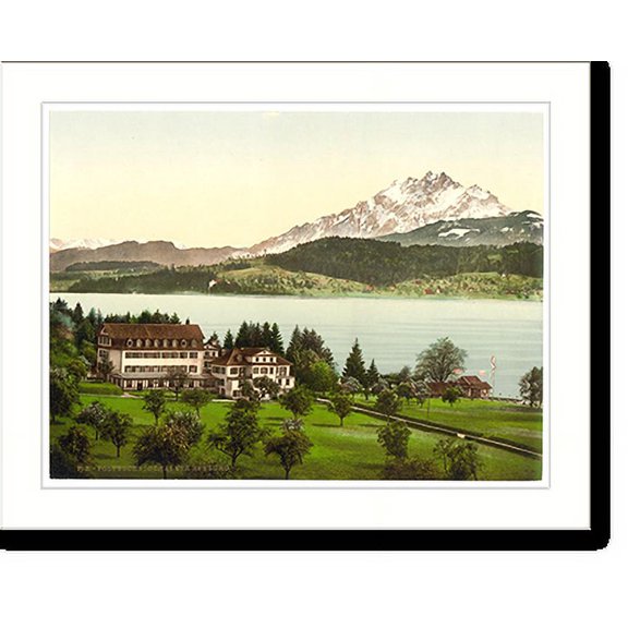 Historic Print, The Polytechnic Chalet Seeburg (i.e. Seeberg) Lucerne Switzerland, 16" x 20"