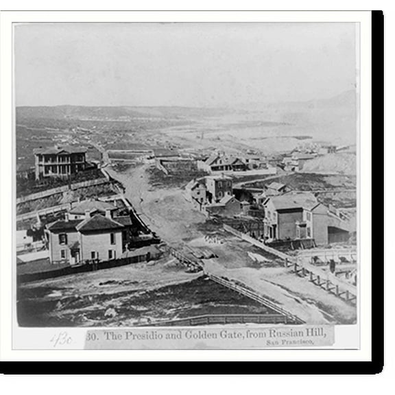 Historic Print, The Presidio and Golden Gate, from Russian Hill, San Francisco, 18" x 24"