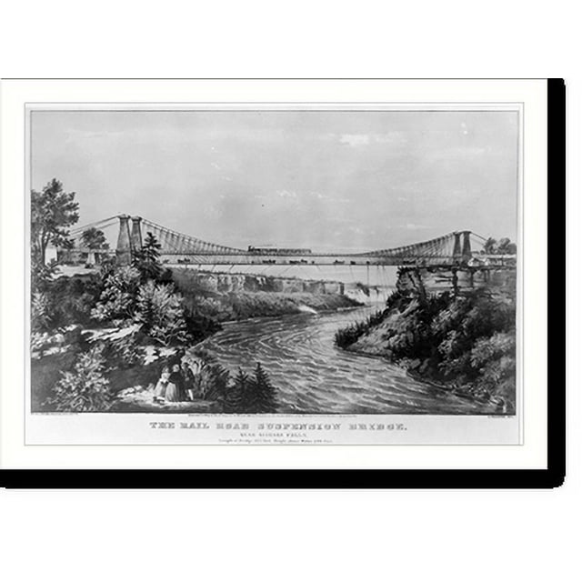 Historic Print, The Rail road suspension bridge near Niagara Falls, 16" x 20"