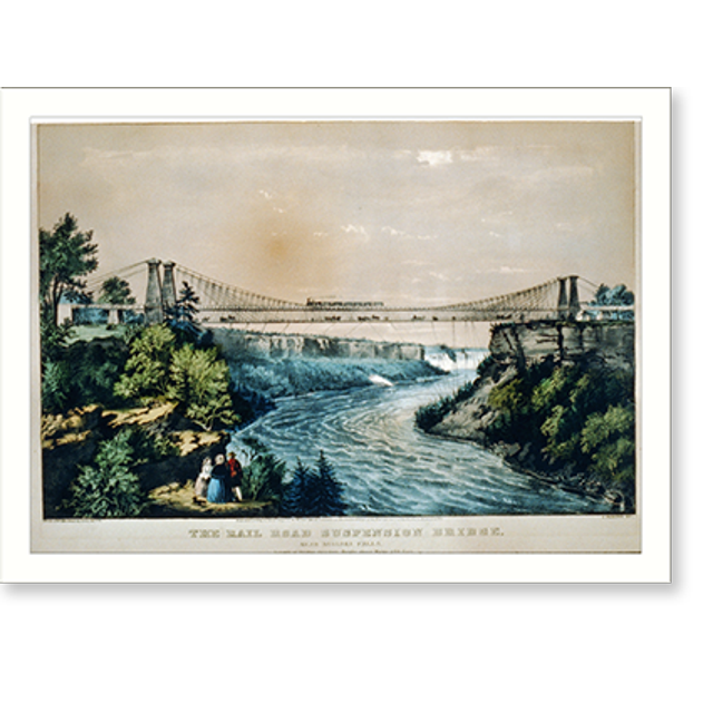 Historic Print, The Rail road suspension bridge near Niagara Falls 2, 16" x 20"