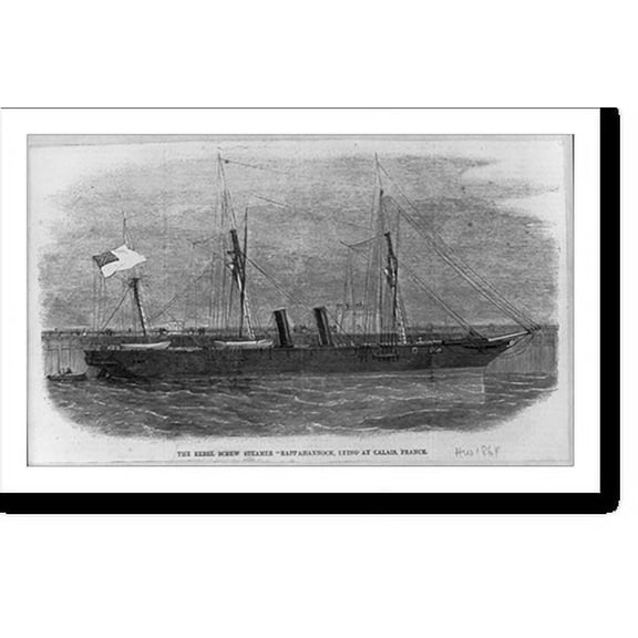 Historic Print, The Rebel Screw Steamer RAPPAHANNOCK", lying at Calais, France", 18" x 24"