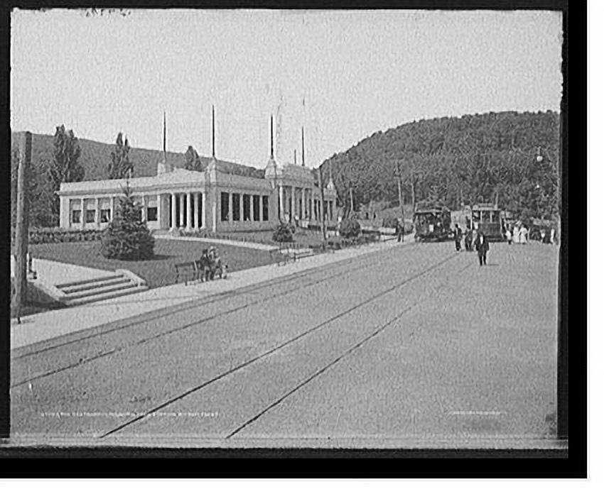Historic Print, The Restaurant, Mountain Park station [Mount Tom Railway], Mt. Tom, Mass., 16" x