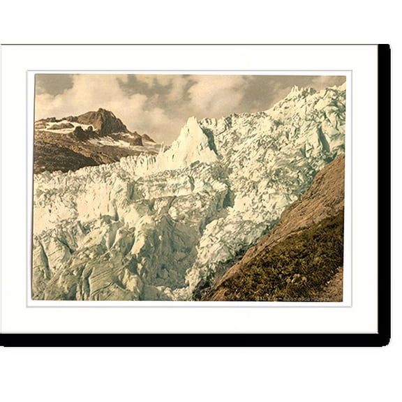 Historic Print, The Rhone Glacier Glacier Hotel and Furka Road Valais Alps of Switzerland - 2, 18" x 24"