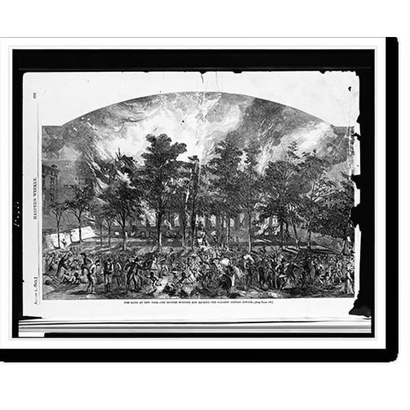 Historic Print, The Riots at New York. the rioters burning and sacking the colored orphan asylum, 18" x 24"