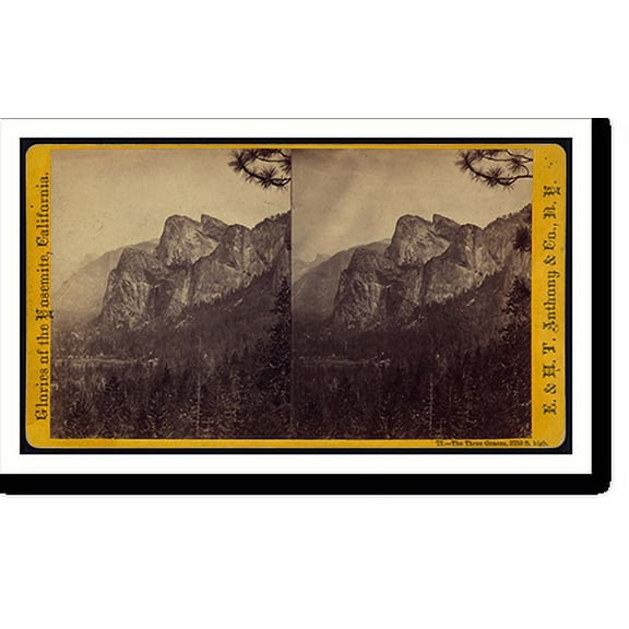 Historic Print, The Three Graces 3750 ft. high, 16" x 20"