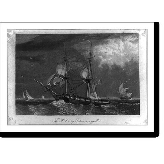 Historic Print, The U.S. Brig PORPISE in a squall, 16" x 20"