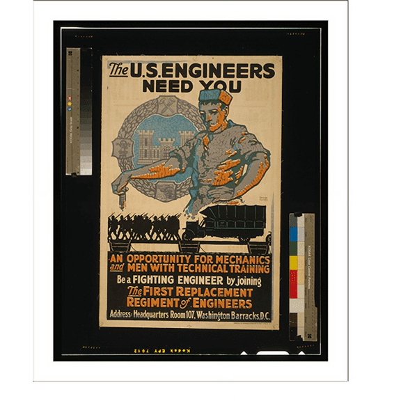 Historic Print, The U.S. Engineers need you.George Carlson., 18" x 24"