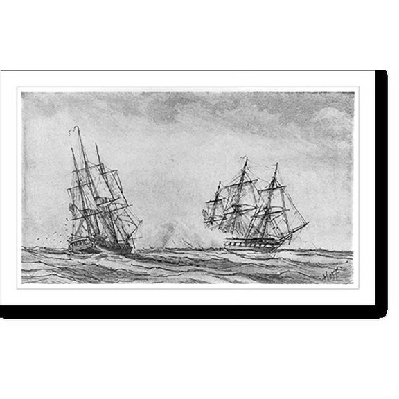 Historic Print, The [U.S.S.] ESSEX [commanded by David Porter] capturing the British ship ALERT, 16" x 20"