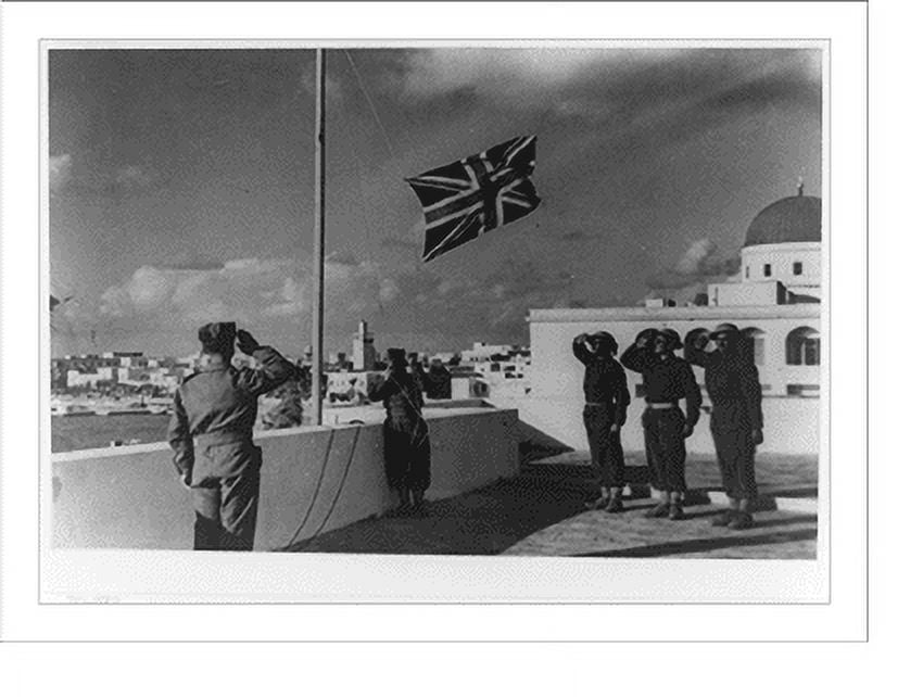 Historic Print, The Union Jack being hoisted on an Italian flagpole in