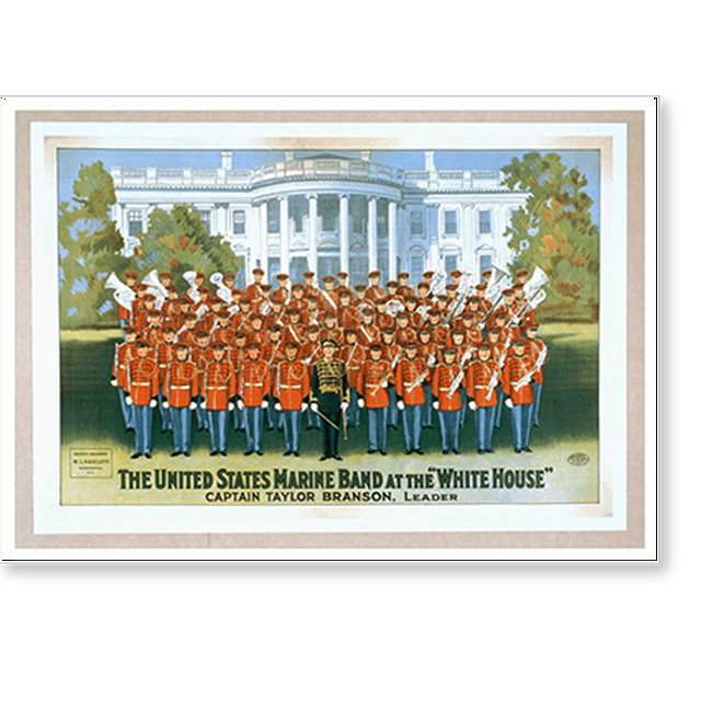 Historic Print, The United States Marine Band at the White House, 16" x