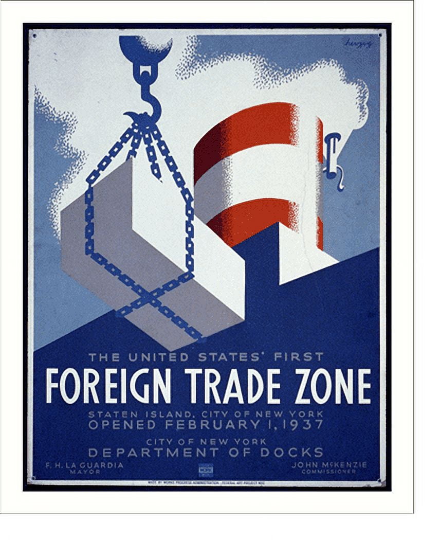 Historic Print, The United States' first foreign trade zone, Staten