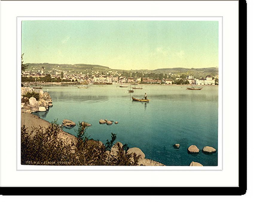 Historic Print, The Utoquay from Enge Park Zurich Switzerland, 16" x 20