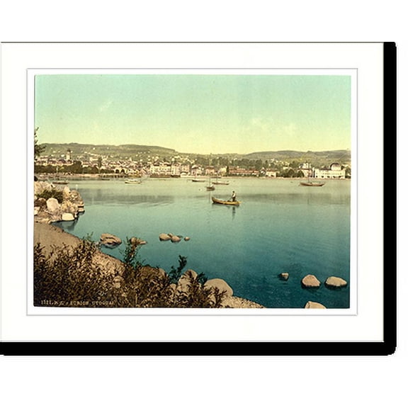 Historic Print, The Utoquay from Enge Park Zurich Switzerland, 16" x 20"