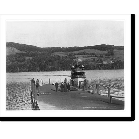 Historic Print, The Wharf at Railroad Station, Lake Sunapee, N.H., 18" x 24"