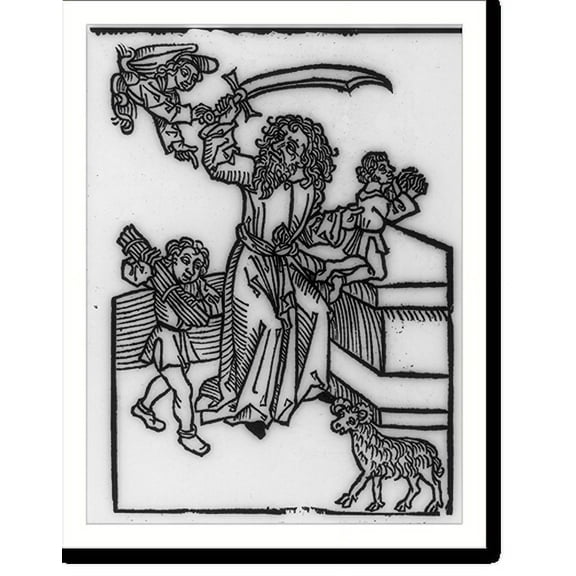 Historic Print, [The angel of the Lord preventing Abraham from sacrificing Isaac on the Rock Moriah], 16" x 20"