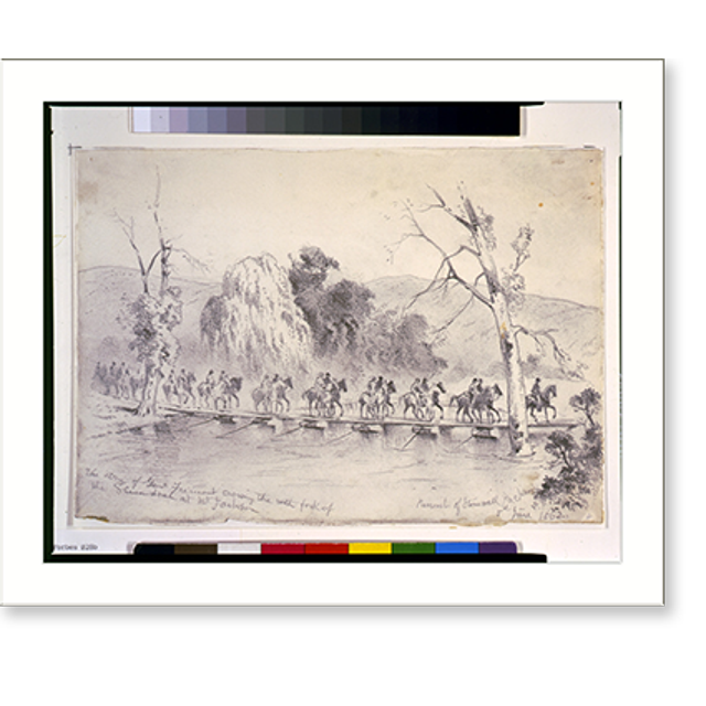 Historic Print, The army of General Fremont crossing the north fork of